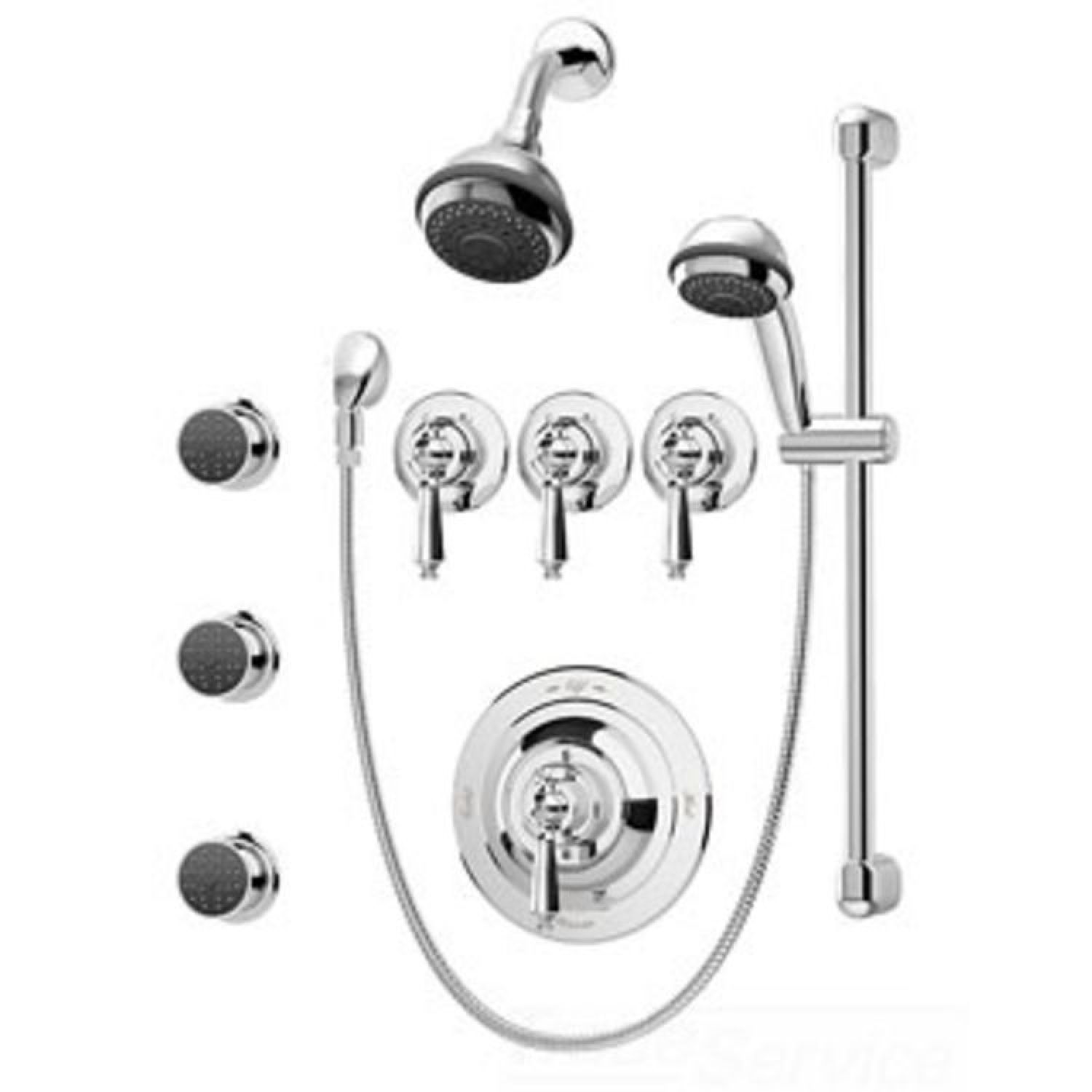 Symmons 1-7480-X-CHKS Symmons Water Dance 3-Mode Two-Wall Shower System with High-Flo Pressure-Balancing Valve and 24in Slide Bar, Polished Chrome - 1-7480-X-CHKS
