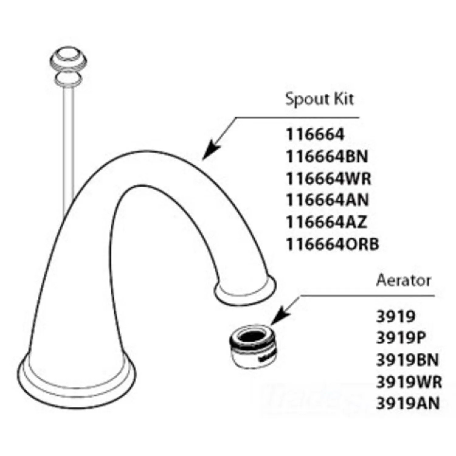 Moen 116664WR Moen 116664WR Part Spout Kit, T6125