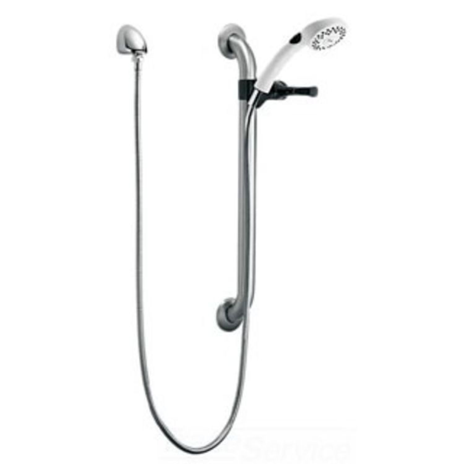 Delta RPW324HDF-1.5 Delta Commercial Two-Setting Hand Shower with 24in Slide Bar, Round, 1.5 GPM, Touch-Clean, ADA-Compliant, Stainless/White - RPW324HDF-1.5