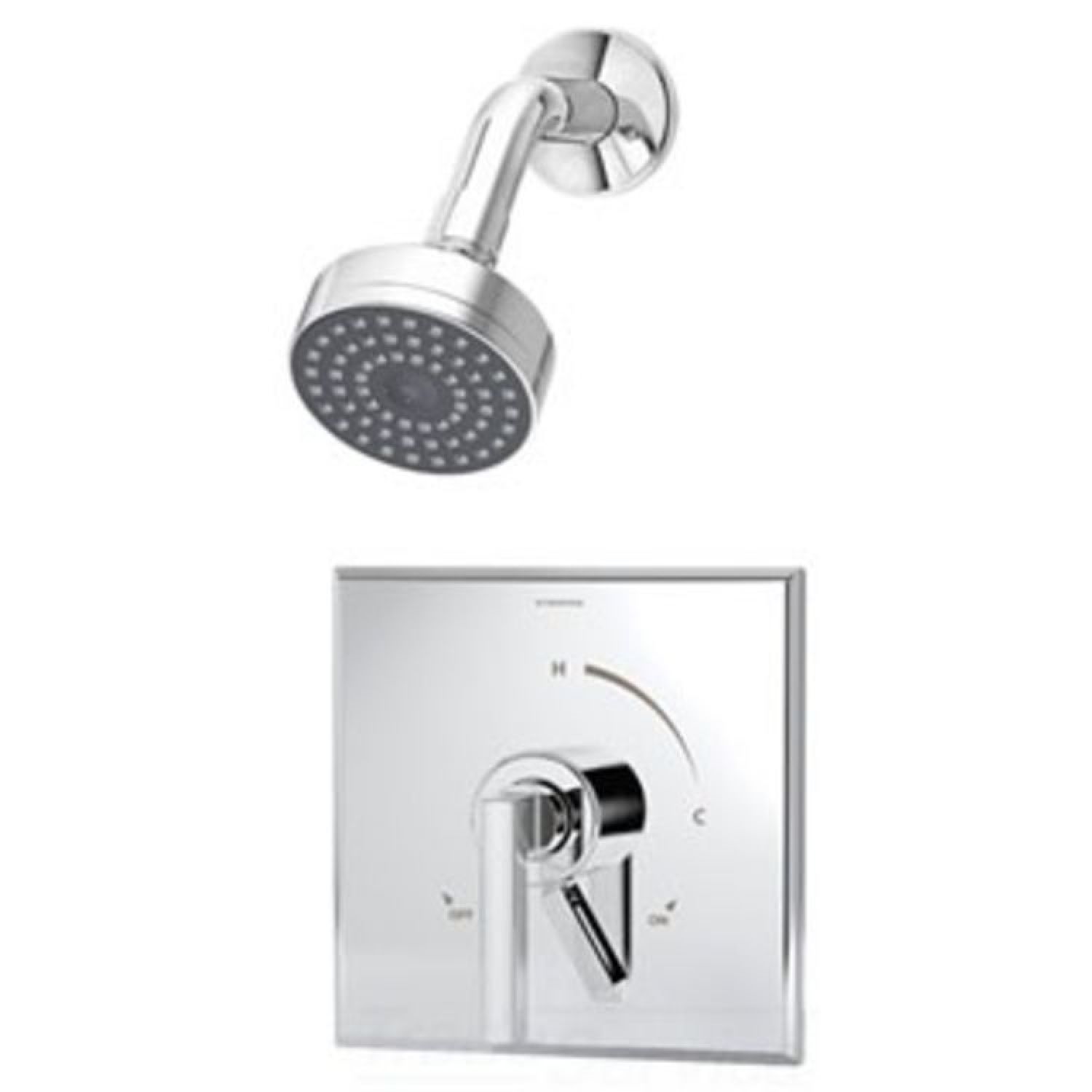 Symmons S-3601-TRM Symmons Duro Single-Function Shower Faucet, Trim Only, Metal Lever Handle with Integral Volume Control, 2 GPM, Polished Chrome - S-3601-TRM