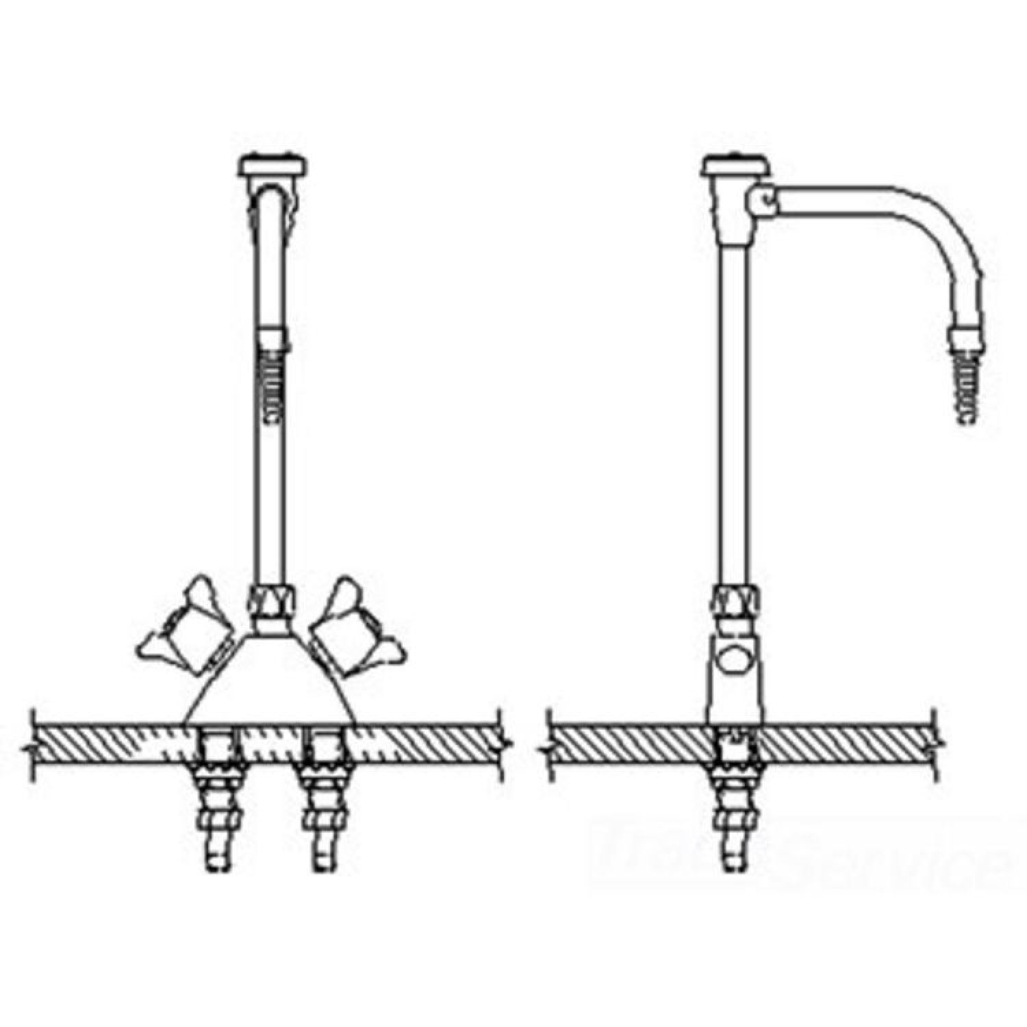 Delta W6700-10 Delta W6700-10 Teck Deckmount 2-Arm Lab Handles Mixing Faucet w/ Angle Vacuum Breaker, 7/8