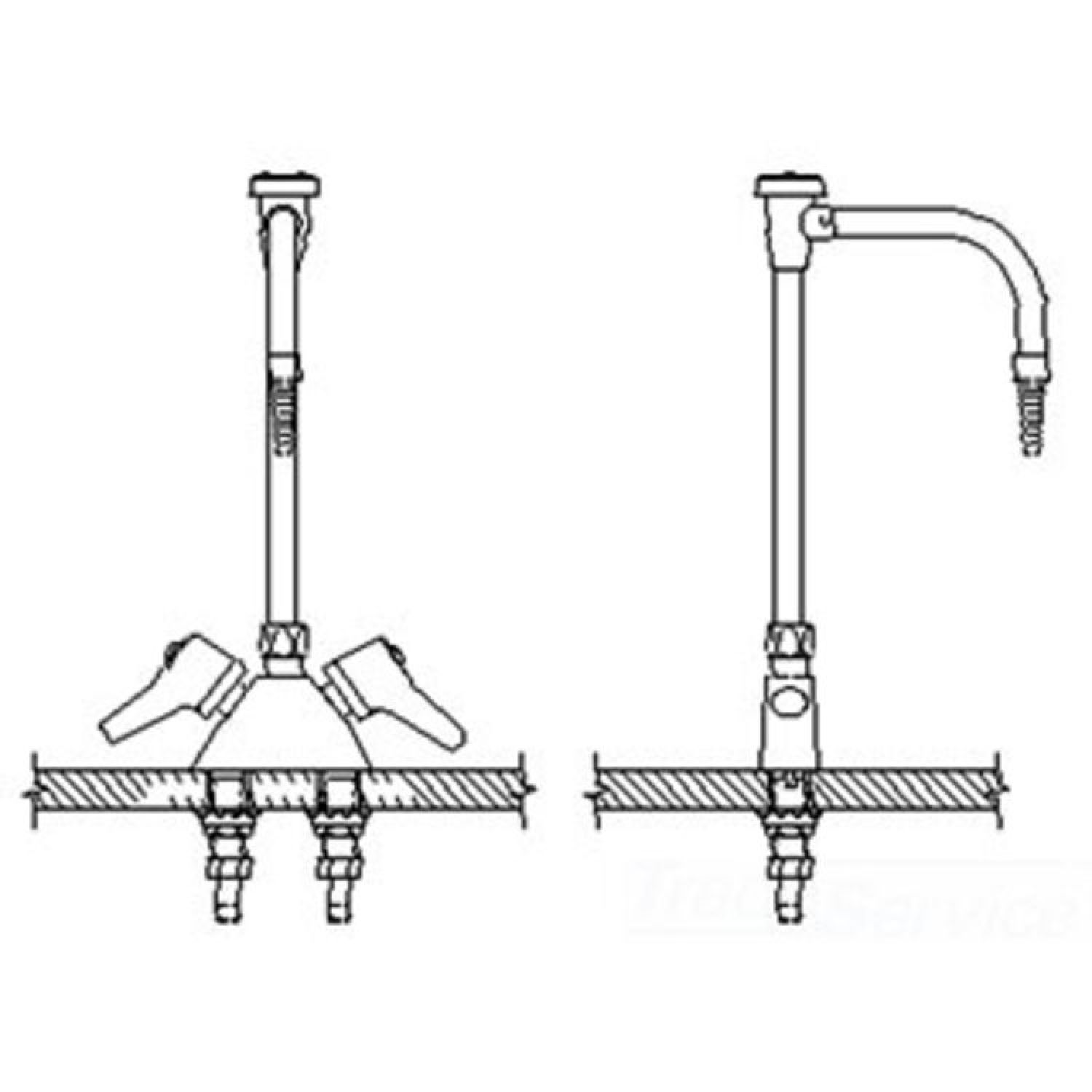 Delta W6700-10-C Delta W6700-10-C Teck Deckmount Lever Blade Handles Lab Mixing Faucet w/ Angle Vacuum Breaker, 7/8
