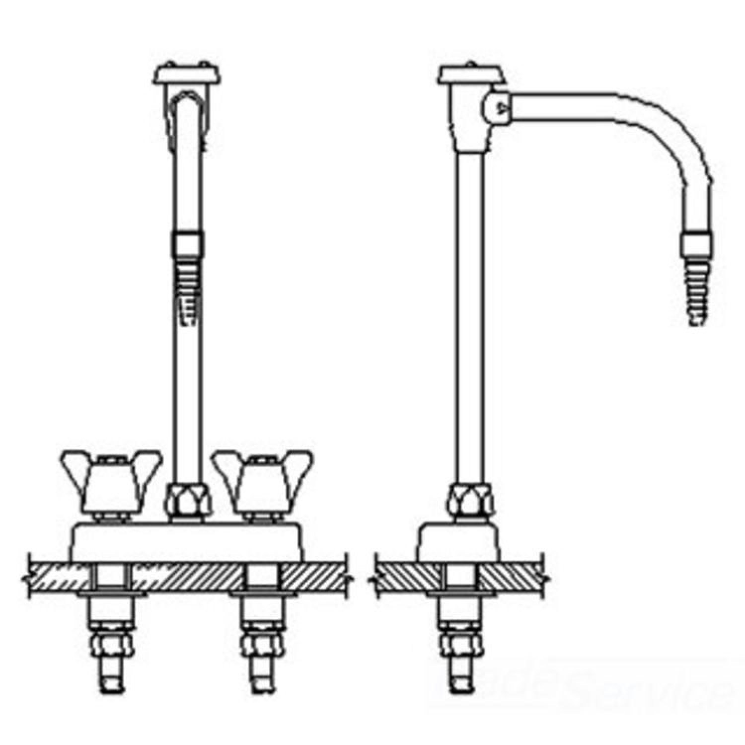 Delta W6720-10 Delta W6720-10 Teck Deckmount 2-Arm Lab Handles Centerset Mixing Faucet w/ Angle Vacuum Breaker, Chrome