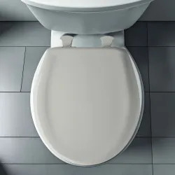 Click here to see Bemis 200SLOWT-062 Bemis Classic Colors EasyClean Round Toilet Seat with Cover, WhisperClose, StayTite Fastening, Plastic, Ice Gray - 200SLOWT-062