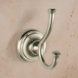 Click here to see Delta 79735-SS Delta Cassidy 4-5/8in Stainless Double Robe Hook with Mounting Hardware and Mounting Template, Brilliance Finish - 79735-SS