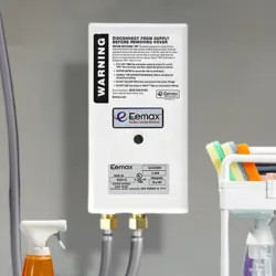 Click here to see Eemax EX3012T EEMax On-Demand Electric Tankless Water Heater, Temperature Control, 2.0 GPM, 120v, 25A - EX3012T