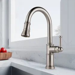 Click here to see Brizo 63025LF-SS Brizo Artesso Single-Handle Pull-Down Kitchen Faucet w/ 2-Function Sprayer, DIAMOND Seal, MagneDock, 1.8 GPM, Brilliance Stainless - 63025LF-SS