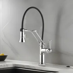 Click here to see Brizo 63225LF-PC Brizo Artesso Single-Handle Articulating Kitchen Faucet w/ 2-Function Sprayer, MagneDock, 1.8 GPM, Polished Chrome - 63225LF-PC 