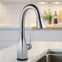 Click here to see Delta 9983T-AR-DST Delta Mateo Pull-Down Bar/Prep Faucet With Touch2O, Single Handle, DIAMOND Seal, MagnaTite, ADA, 1.8 GPM - Arctic Stainless - 9983T-AR-DST