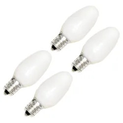 Click here to see Sylvania 7C7/WHITE/NLITE/4 Osram Sylvania 13544 Incandescent Lamp, 7 W, 120 V, C7, Candelabra Screw E12, 3000 hr