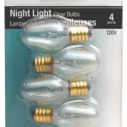 Click here to see Sylvania 4W/C7/CLR/NLITE/4 Osram Sylvania 13549 Incandescent Lamp, 4 W, 120 V, C7, Candelabra Screw E12, 3000 hr