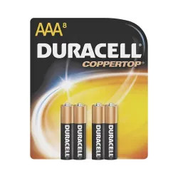 Click here to see Duracell MN2400B8Z Duracell Coppertop MN2400B8Z 1.5-Volt AAA Alkaline Battery, Set of 8