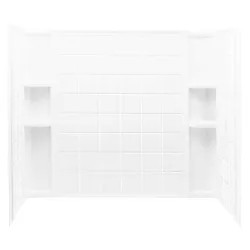 Click here to see Sterling 71124100-0 Sterling Ensemble 7112 3-Piece Tile Surface Shower Wall Kit, 60 in L X 33-1/4 in W X 54 in H, White