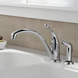 Click here to see Delta 441-DST Delta Collins Single Handle Kitchen Faucet w/ Side Spray, Chrome - 441-DST