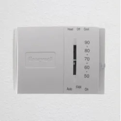 Click here to see Honeywell T8034N1007 Resideo 1 Heat/1 Cool Stage, 24 Volts, Non-Programmable Thermostat For Single Stage Low Voltage Systems - T8034N1007
