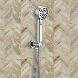 Click here to see Brizo 88898-PC Brizo Levoir Multi-Function Hand Shower, Wall-Mount, Round, H2Okinetic, 1.75 GPM, Polished Chrome - 88898-PC