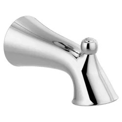 Click here to see Delta RP92932 Delta Woodhurst 6-3/4in Pull-up Diverter Chrome Tub Spout with Tri-Universal Adapter, Wall-Mount Installation, Non-Metallic Construction - RP92932