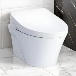 Click here to see Toto CWT4263056CMFGA#MS TOTO AP WASHLET+ Wall-Hung Toilet with S550e Bidet Seat, 1.28/0.9 GPF, Auto-Flush, Cotton White w/ Silver - CWT4263056CMFGA#MS
