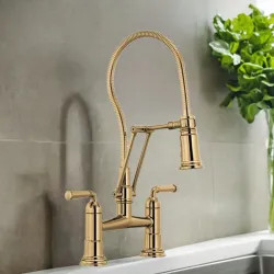 Click here to see Brizo 62174LF-PG Brizo Rook Two-Function Articulating Bridge Kitchen Faucet with MagneDock, ADA, 1.8 GPM, Brilliance Polished Gold - 62174LF-PG