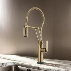 Click here to see Brizo 64144LF-GL Brizo Litze One-Handle Articulating Kitchen Faucet with Finished Hose, SmartTouch, 1.8 GPM, Brilliance Luxe Gold - 64144LF-GL