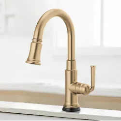 Click here to see Brizo 64074LF-GL Brizo Rook Single-Handle Pull-down Kitchen Faucet, SmartTouch, MagneDock, Lever Handle, 1.8 GPM, Brilliance Luxe Gold - 64074LF-GL