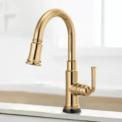 Click here to see Brizo 64074LF-PG Brizo Rook Single-Handle Pull-down Kitchen Faucet, SmartTouch, MagneDock, Lever Handle, 1.8 GPM, Brilliance Polished Gold - 64074LF-PG