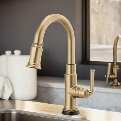 Click here to see Brizo 64974LF-GL Brizo Rook Pulldown Prep Faucet with SmartTouch, MagneDock, 1.8 GPM, Brilliance Luxe Gold - 64974LF-GL