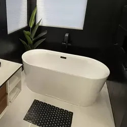 Click here to see Trone Plumbing FLORA Trone 59in x 30in White Freestanding Acrylic Soaker Tub - FLORA59
