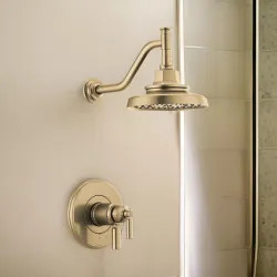 Click here to see Brizo T60276-GL Brizo Invari TempAssure Thermostatic Shower Faucet with Multi-Function Showerhead, 1.75 GPM, Brilliance Luxe Gold - T60276-GL