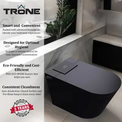 Click here to see Trone Plumbing STCM1.MB Trone Nobelet Matte Black Smart Bidet Toilet Combo with Toe Touch Sensor, Auto-Open/Close, Digital Display, Heated Seat, Night Light, Auto-Flush, 1.28 GPF - STCM1.MB