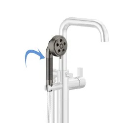 Click here to see Brizo RP90054SL Brizo Litze 3in H2Okinetic Multi-Function Hand Shower with Dual-Check Valve, 1.75 GPM, Round, WaterSense, Brilliance Luxe Steel - RP90054SL