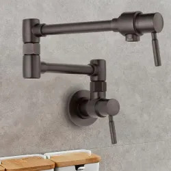 Click here to see Brizo 62820LF-RB Brizo Two-Handle Wall-Mount Pot Filler with Dual-Jointed Swing Spout, 4 GPM, Venetian Bronze - 62820LF-RB