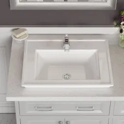 Click here to see American Standard 1203001.020 American Standard Town Square S 24in x 19in Drop-In Lavatory Sink with Front Overflow, Single Hole, White - 1203001.020