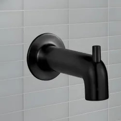 Click here to see American Standard 8888318.243 American Standard Studio S Matte Black 6in Diverter Tub Spout, Pull-Up Knob, Wall-Mount Installation - 8888318.243