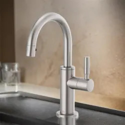Click here to see Brizo 61320LF-C-SS Brizo Single-Handle Cold Water Beverage Faucet with Arc Spout, DIAMOND Seal, Lever Handle, ADA, 1.5 GPM, Brilliance Stainless - 61320LF-C-SS