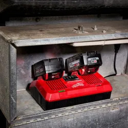 Click here to see Milwaukee 48-59-1802 Milwaukee M18 Dual Bay Simultaneous Rapid Charger with Integrated Hang Holes - 48-59-1802 