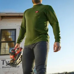 Click here to see Milwaukee 602OG-L Milwaukee Large Olive Green Heavy Duty Pocket T-Shirt with Sun Protection, Tagless Neck Label, and Anti-microbial Treatment, Long Sleeve - 602OG-L