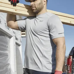 Click here to see Milwaukee 414G-M Milwaukee Gray Medium WORKSKIN Lightweight Performance Shirt with Short Sleeve, Regular Fit with Sun Protection - 414G-M 