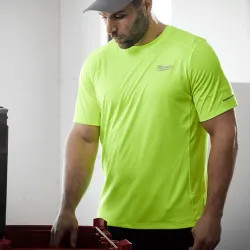 Click here to see Milwaukee 414HV-M Milwaukee High Visibility Medium WORKSKIN Lightweight Performance Shirt, Short Sleeve with Sun Protection and Anti-microbial Treatment - 414HV-M