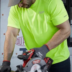 Click here to see Milwaukee 414HV-2X Milwaukee High Visibility 2XL WORKSKIN Lightweight Performance Shirt, Short Sleeve with Sun Protection and Anti-microbial Treatment - 414HV-2X