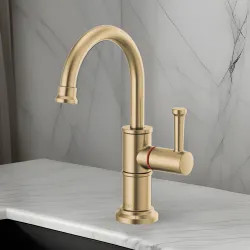 Click here to see Brizo 61325LF-H-GL Brizo Artesso Single-Handle Instant Hot Faucet, Less Tank and Filter, Lever Handle, 1.0 GPM, Brilliance Luxe Gold - 61325LF-H-GL