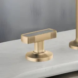 Click here to see Brizo HI5306-GLCT Brizo Kintsu Widespread Lavatory Knob with Concrete Inlay Handle Kit, Brilliance Luxe Gold - HI5306-GLCT