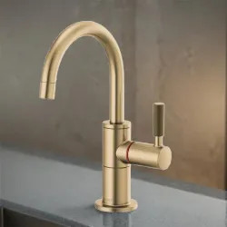 Click here to see Brizo 61343LF-H-GL Brizo Litze Instant Hot Water Faucet with Arc Spout and Knurled Handle, 1.0 GPM, Brilliance Luxe Gold - 61343LF-H-GL