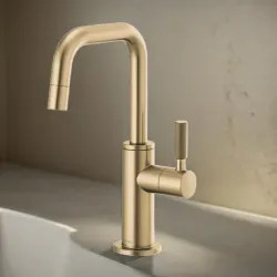 Click here to see Brizo 61353LF-C-GL Brizo Litze Single-Handle Beverage Faucet with Square Spout and Knurled Handle, Diamond Seal Technology, 1.5 GPM, Brilliance Luxe Gold - 61353LF-C-GL