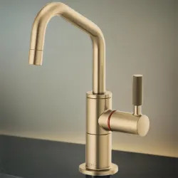 Click here to see Brizo 61363LF-H-GL Brizo Litze Brilliance Luxe Gold Instant Hot Water Faucet with Angled Spout and Knurled Handle, 1.0 GPM, Brilliance Luxe Gold - 61363LF-H-GL