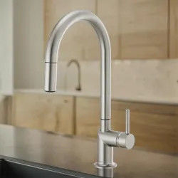 Click here to see Brizo 63075LF-SSLHP Brizo Odin Single Handle Pull-Down Kitchen Faucet with Swivel Spout, MagneDock, DIAMOND Seal, Two Function, 1.8 GPM, Brilliance Stainless - 63075LF-SSLHP