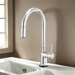 Click here to see Brizo 64075LF-PCLHP Brizo Odin Pull-Down Kitchen Faucet with SmartTouch, Swivel Spout, MagneDock, Two Function, 1.8 GPM, Polished Chrome - 64075LF-PCLHP