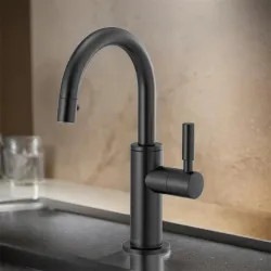 Click here to see Brizo 61320LF-C-BL Brizo Single-Handle Cold Water Beverage Faucet with Arc Spout, DIAMOND Seal, Lever Handle, ADA, 1.5 GPM, Matte Black - 61320LF-C-BL