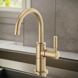 Click here to see Brizo 61320LF-H-GL Brizo Single-Handle Instant Hot Water Faucet w/ Arc Spout, 1.0 GPM, Brilliance Luxe Gold - 61320LF-H-GL