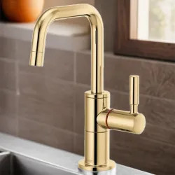 Click here to see Brizo 61365LF-H-PG Brizo Odin Single-Handle Instant Hot Water Faucet with Square Spout, Deck Mount, ADA, 1.0 GPM, Brilliance Polished Gold - 61365LF-H-PG